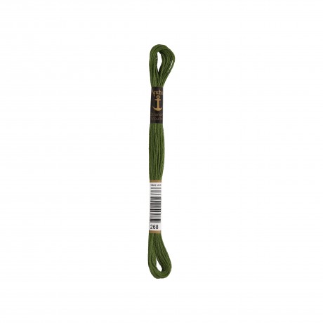 Meada de linha de bordar Anchor Stranded Cotton, filosele cor 268 verde